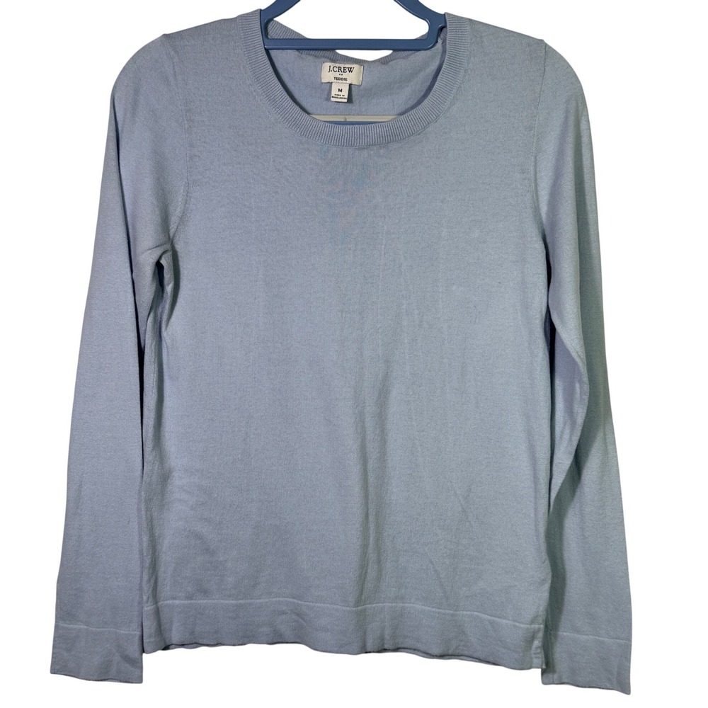 J.Crew Factory Women's Cotton Teddie Crew Neck Sweater Light Blue Sz M Normcore